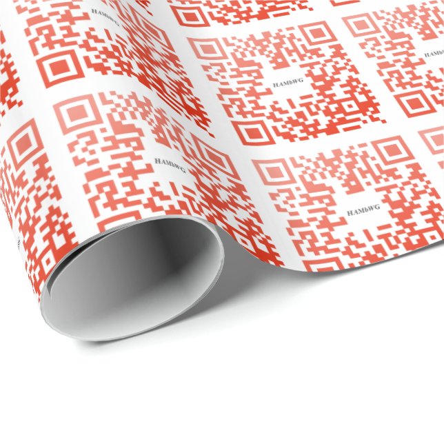 Papel De Presente HAMbWG Wrapping Paper - Design de código QR vermel (Ponta do rolo)