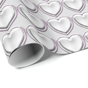 Papel De Presente HAMbWG Wrapping Paper - Silver Hearts w/lght pnk