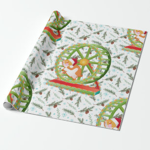 Papel De Presente hamster do xmas santa claus