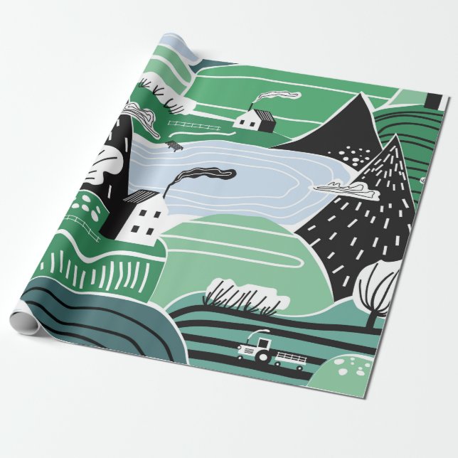 Papel De Presente Hand drawn abstract scandinavian graphic illustrat (Desenrolado)