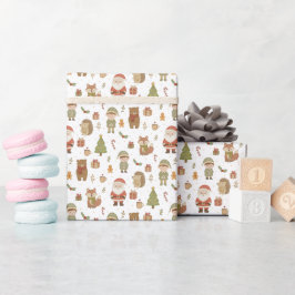 Papel De Presente Hand Drawn Christmas Woodland Wrapping Paper Roll