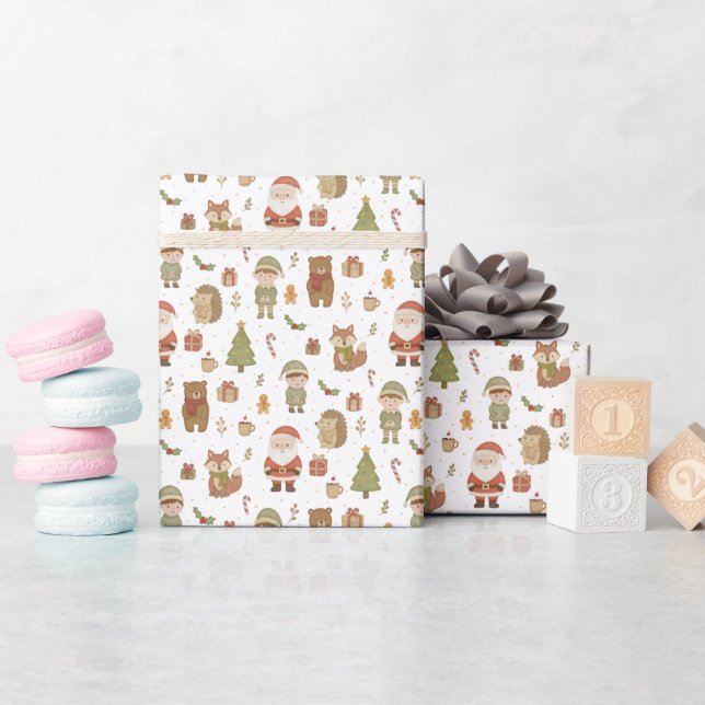Papel De Presente Hand Drawn Christmas Woodland Wrapping Paper Roll (Chá de bebê)