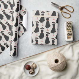 Papel De Presente Hand Drawn Little Black Dress Fashion Pattern