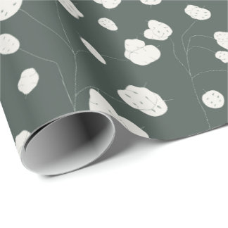 Papel De Presente Hand Drawn Silver Dollar Lunaria Pattern Custom