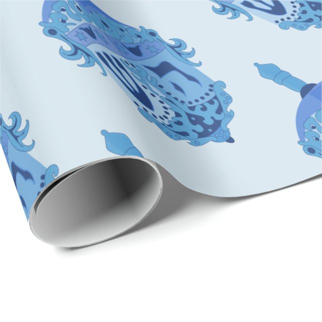 Papel De Presente HANUKKAH 30" x 6'   papel de envolvimento MATTE (Ponta do rolo)