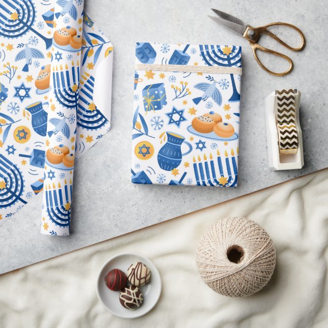 Papel De Presente Hanukkah Candles Wrapper Paper (Artesanato)