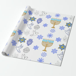 Papel De Presente Hanukkah Icons Wrapping Paper | Menorah 