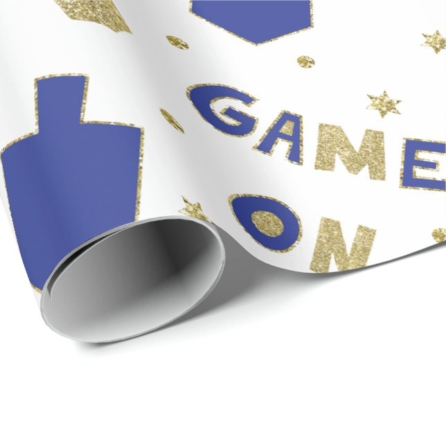 Papel De Presente Hanukkah Lançando Papel Chanukah JOGANDO (Ponta do rolo)