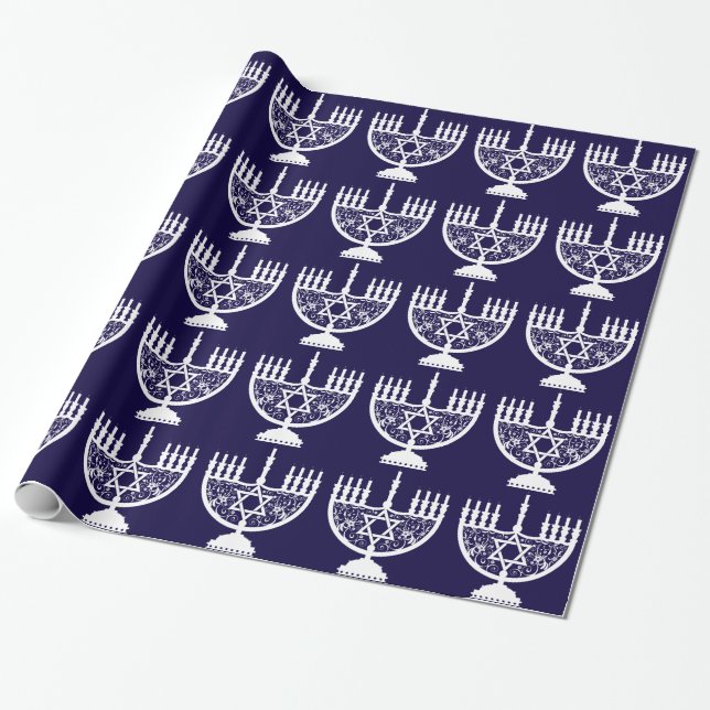 Papel De Presente Hanukkah Menorah (Desenrolado)
