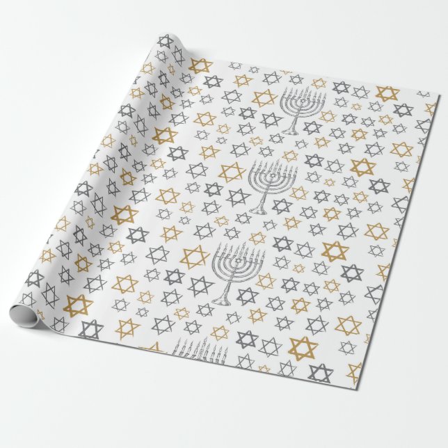 Papel De Presente Hanukkah Menorah (Desenrolado)