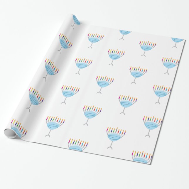 Papel De Presente Hanukkah Menorah com máscara (Desenrolado)