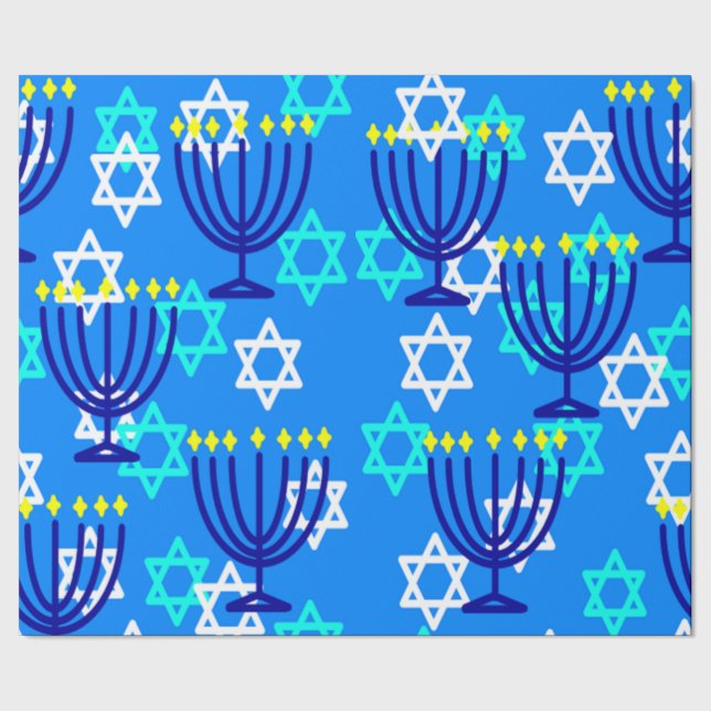 Papel De Presente Hanukkah Menorahs (Barra)