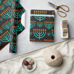 Papel De Presente Hanukkah Menorahs<br><div class="desc">Um Festival Festivo De Luzes Menorah Que Envolve Papel Para Presentes De Chanucá</div>