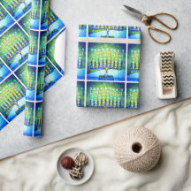Hanukkah Modern Trendy Blue Menorah Padrão
