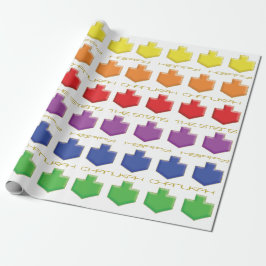 Papel De Presente Hanukkah Personaliza o Giftwrap "Dreidel 3D Colors