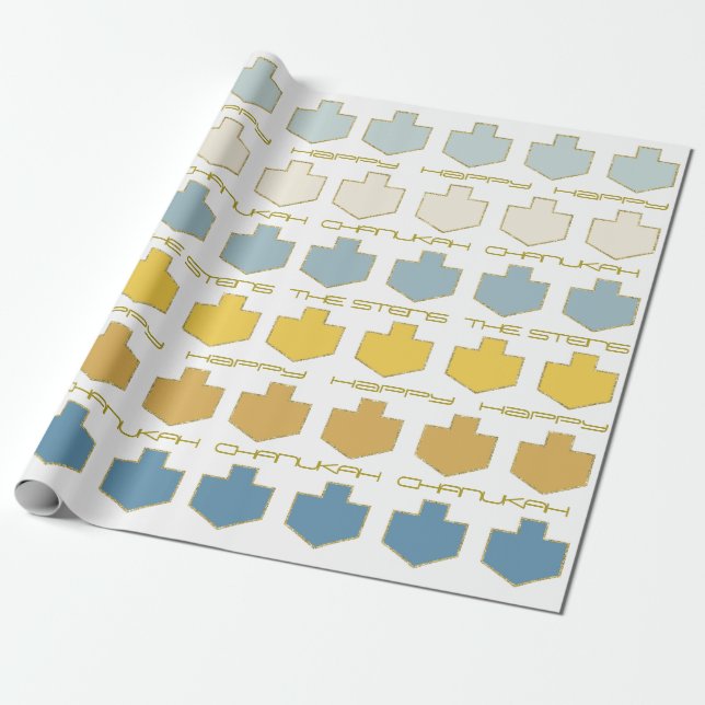 Papel De Presente Hanukkah Personalize o Giftwrap "Dreidel Palette" (Desenrolado)