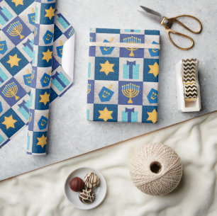 Papel De Presente Hanukkah Quilt Wraping Paper