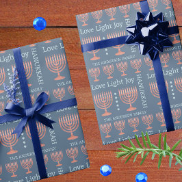 Papel De Presente Hanukkah Rustic Menorah Love Light Adicionar Um No