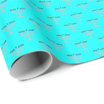 Papel De Presente Hanukkah Silver Menorah no Aqua Blue<br><div class="desc">Papel de enrolamento com menorah prateada com velas azuis e padrão de chama de vela amarela sobre fundo azul aqua. Personalizável. Perfeito para o feriado judeu de Chanucá (Chanukah).</div>