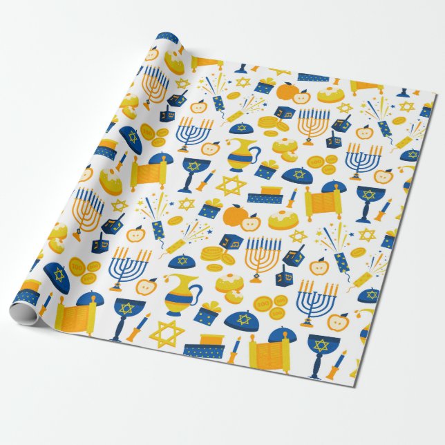 Papel De Presente Hanukkah Wrapping Paper (Desenrolado)