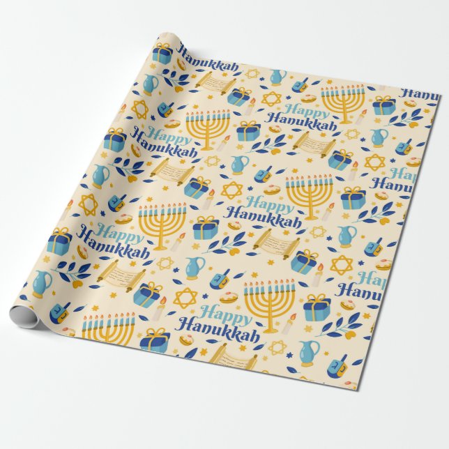 Papel De Presente Hanukkah Wrapping Paper (Desenrolado)