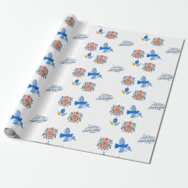 Papel De Presente Hanukkah Wrapping Paper - dreidel, floral
