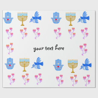 Papel De Presente Hanukkah Wrapping Paper – Menorah, Hamsa, Dove