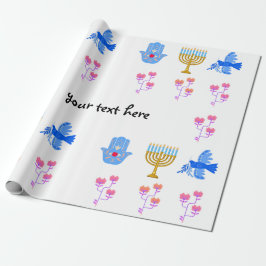 Papel De Presente Hanukkah Wrapping Paper – Menorah, Hamsa, Dove