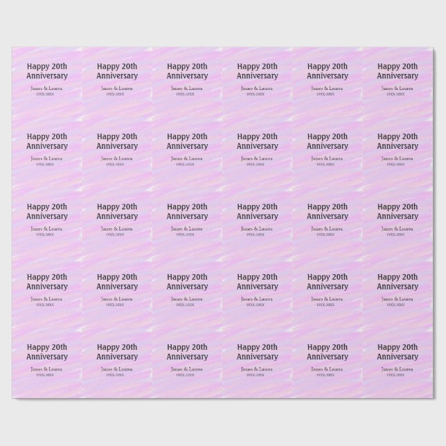 Papel De Presente Happy 20th anniversary pink purple pastel name bol (Aberto)