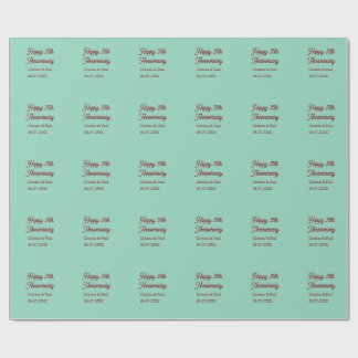 Papel De Presente Happy 25th aniversary green mauve pastel boho retr