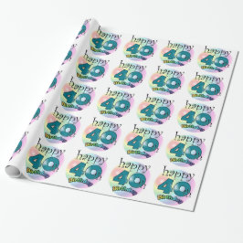 Papel De Presente Happy 40th Birthday