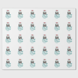 Papel De Presente Happy 50th anniversary photo turquoise bow name da