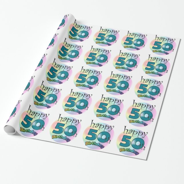 Papel De Presente Happy 50th Birthday (Desenrolado)