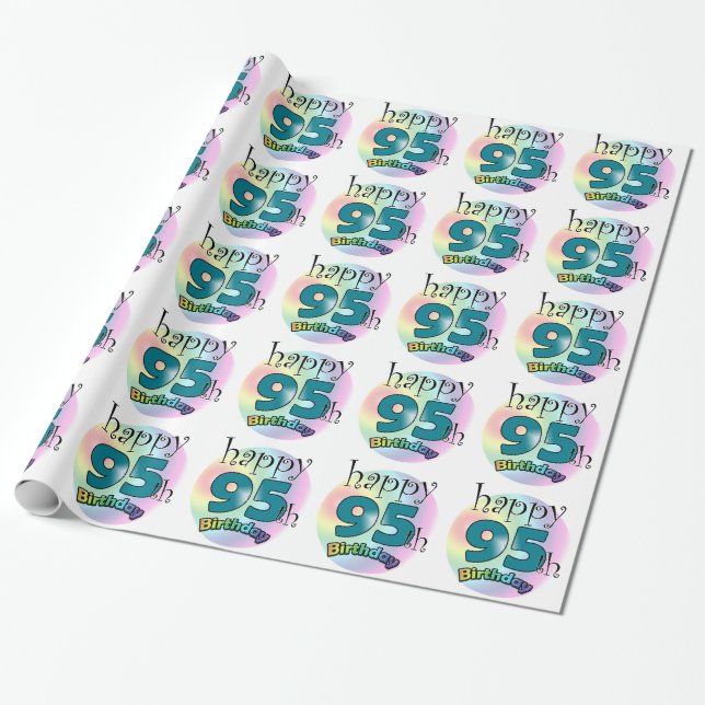 Papel De Presente Happy 95th Birthday (blauw) (Desenrolado)