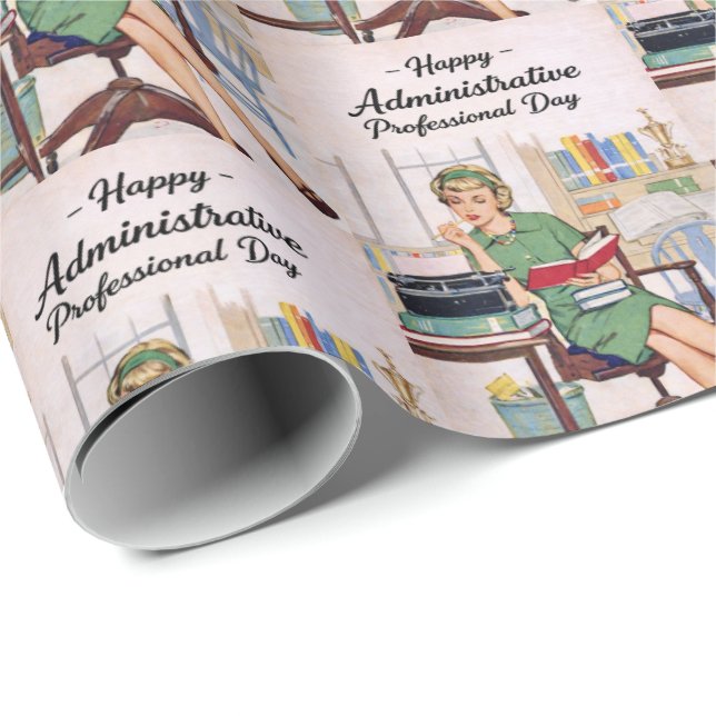 Papel De Presente Happy Administrative Professional Day, Retro (Ponta do rolo)
