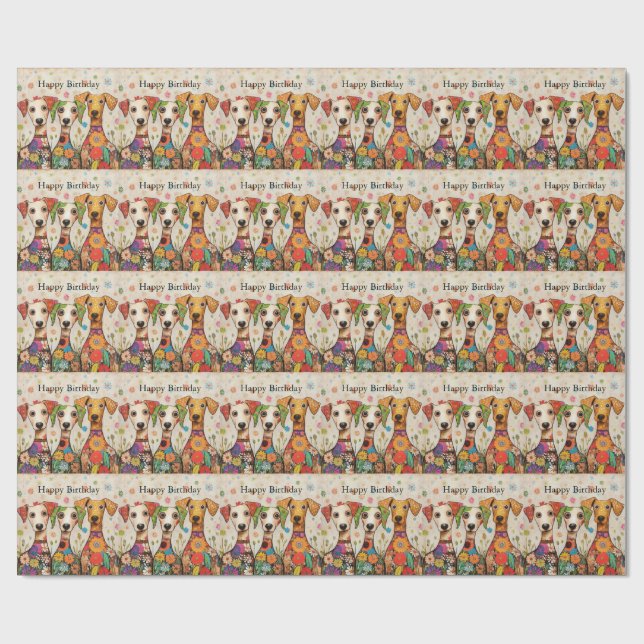 Papel De Presente Happy Birthday! Artsy Puppy Design, (Aberto)