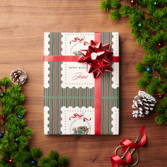 Papel De Presente "Happy Birthday Jesus' - Faith Based Christmas  (Presente de Natal)