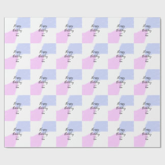 Papel De Presente Happy birthday pink purple pastel name simple eleg
