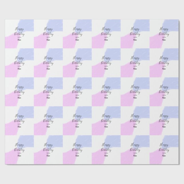 Papel De Presente Happy birthday pink purple pastel name simple eleg (Aberto)