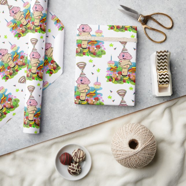 Papel De Presente Happy Birthday Twin Wrapping Paper Cupcake  (Artesanato)