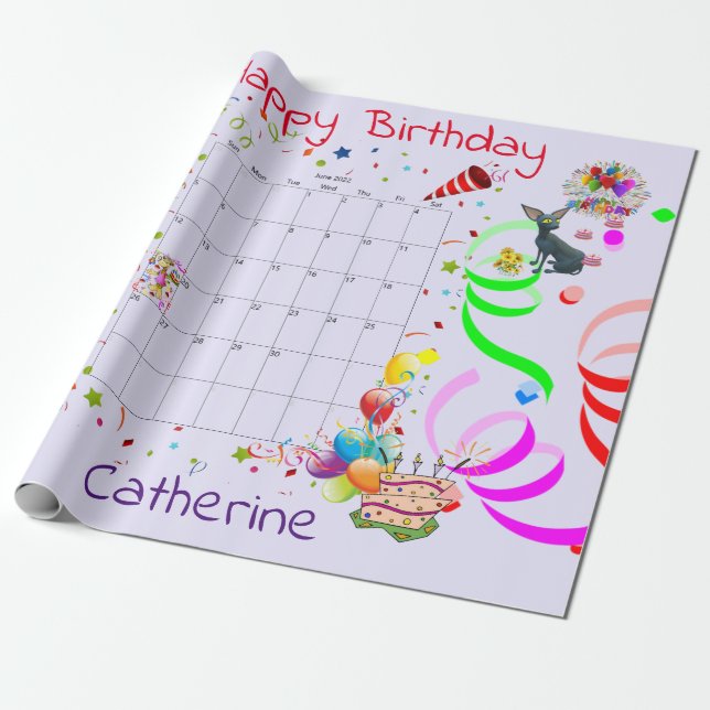 Papel De Presente Happy Birthday Wrapping Paper junho de 2022 (Desenrolado)