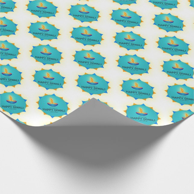 Papel De Presente Happy Diwali com Diya (Ponta)