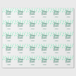 Papel De Presente Happy Easter green eggs pastel name date simple