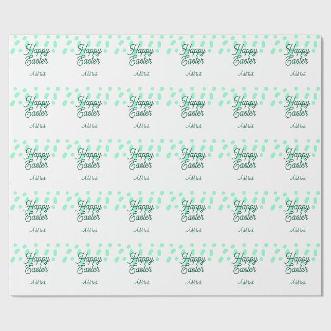 Papel De Presente Happy Easter green eggs pastel name date simple  (Aberto)