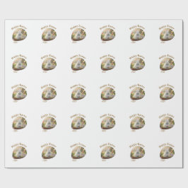 Papel De Presente Happy Easter white bunny year photo family name