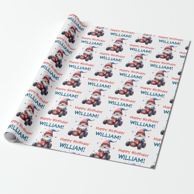 Papel De Presente Happy Gnome Racing Patriotic Birthday (Desenrolado)
