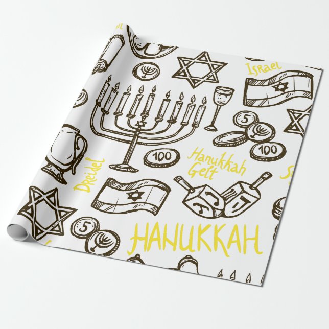 Papel De Presente Happy Hannukah Wraping Paper Wift Wrap (Desenrolado)