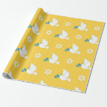 Papel De Presente Happy Hanukkah Star de David, kosher Bird Piegon<br><div class="desc">Feliz Hanukkah. Este design representa a estrela de David,  o kosher Bird Piegon em um fundo amarelo celebrando o feriado histórico de Chanucá. É o papel perfeito para Chanucá,  Chanukah,  ou outras ocasiões especiais.</div>