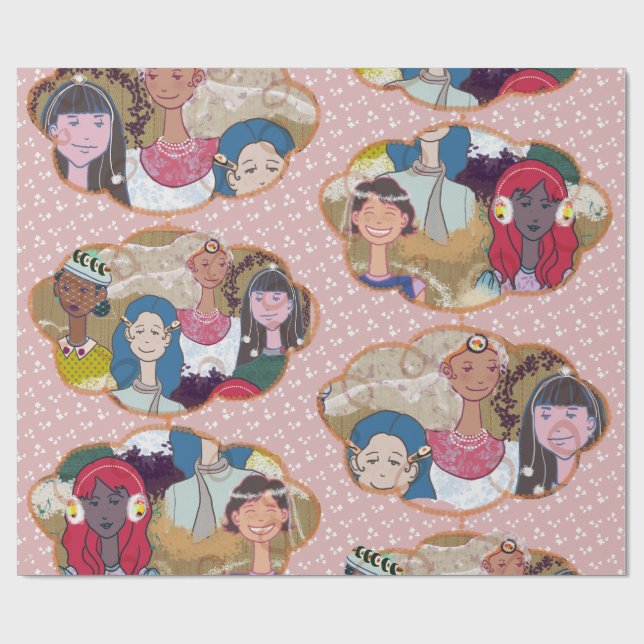 Papel De Presente Happy Illustrated Gift Wrapping Paper (Aberto)