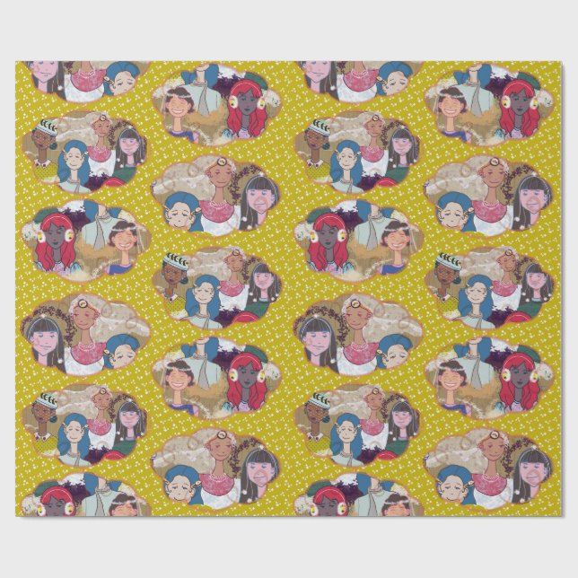 Papel De Presente Happy Illustrated Gift Wrapping Paper (Aberto)